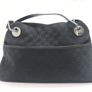 Gucci Shoulder Tote Bag GG Canvas 121023 G6307 Black